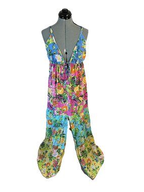 Bar III Tropical Flowers and Fruit Sun Dress Maxi L